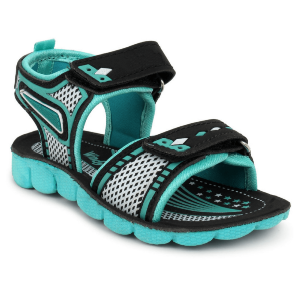 Comfortable Kids Black Green Velcro Sandal with Stylish Design - Perfect Footwear for Little Explorers