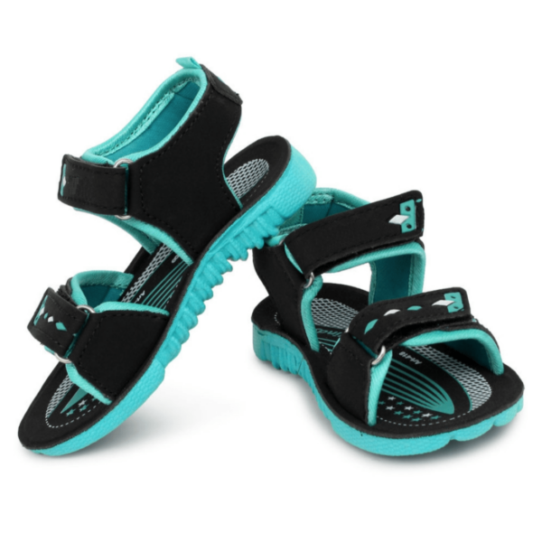 Comfortable Kids Black Green Velcro Sandal with Stylish Design - Perfect Footwear for Little Explorers