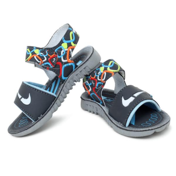 Comfort Bliss: Kids Grey Velcro Sandals - Easy Wear, Happy Feet, Perfect for Indian Summers