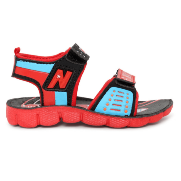 Kids Comfort Velcro Sandal in Vibrant Red and Black Comfortable Stylish