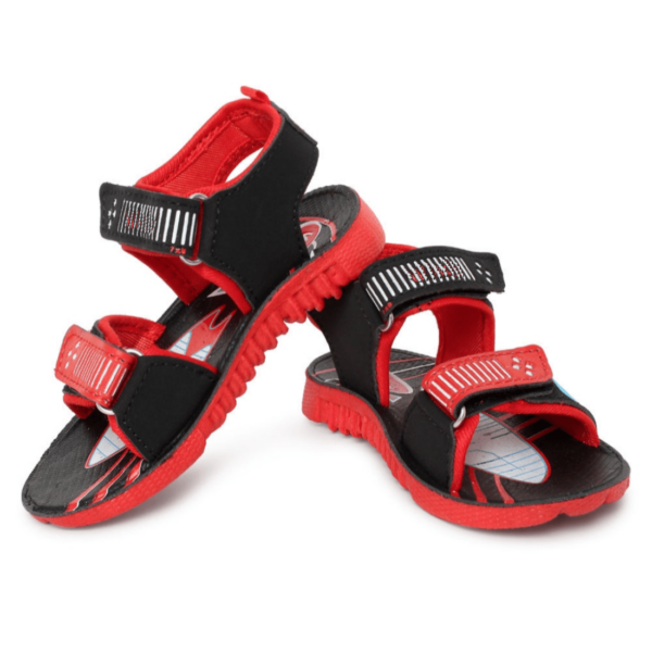 Kids Comfort Velcro Sandal in Vibrant Red and Black Comfortable Stylish