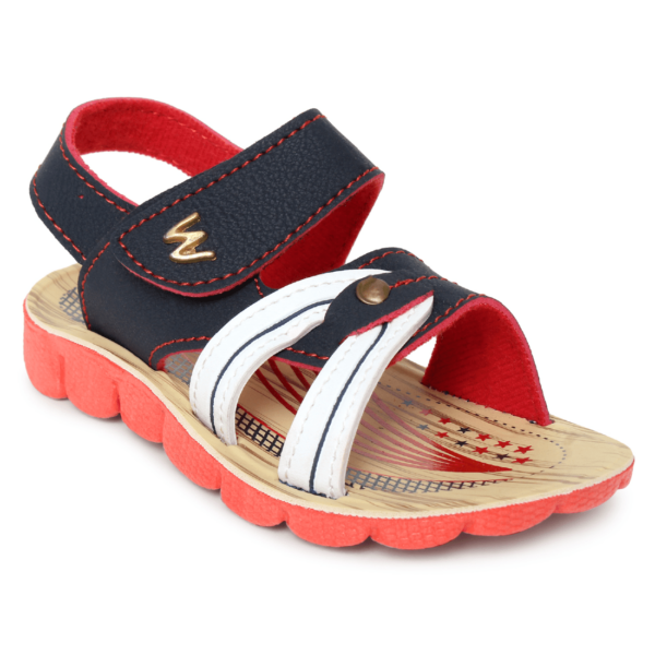 Kids' Stylish Navy Blue and Red Velcro Sandal