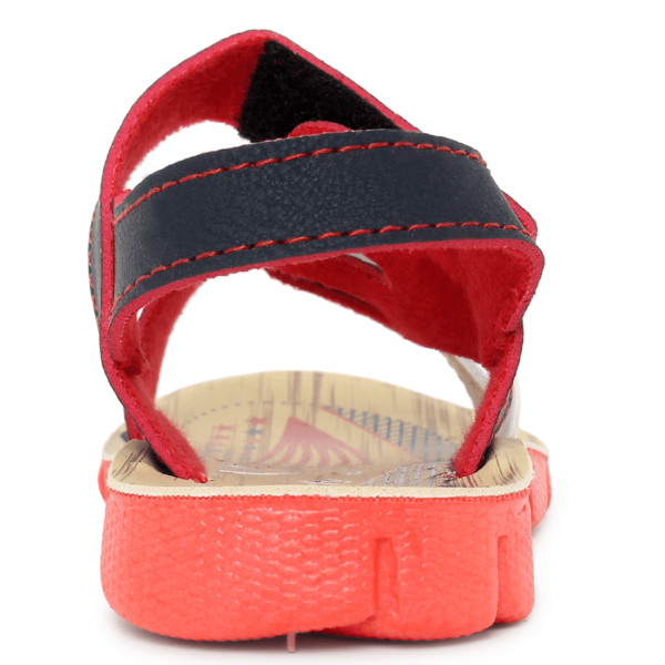 Kids' Stylish Navy Blue and Red Velcro Sandal