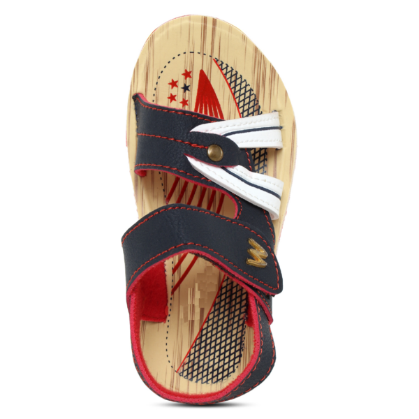 Kids' Stylish Navy Blue and Red Velcro Sandal