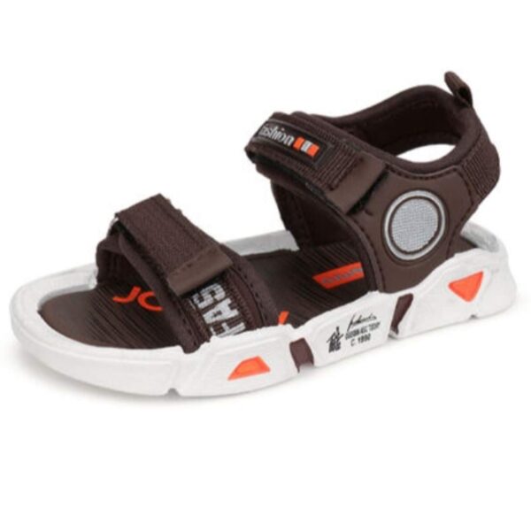 Kids' Stylish Brown Velcro Sandals with Dual Straps and Sporty Design