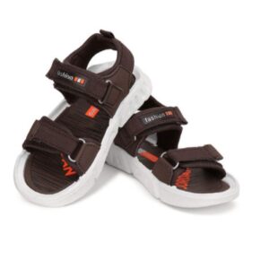 Kids' Stylish Brown Velcro Sandals with Dual Straps and Sporty Design