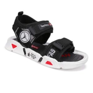 Kids' Stylish Black Velcro Sandals with Dual Straps and Sporty Design