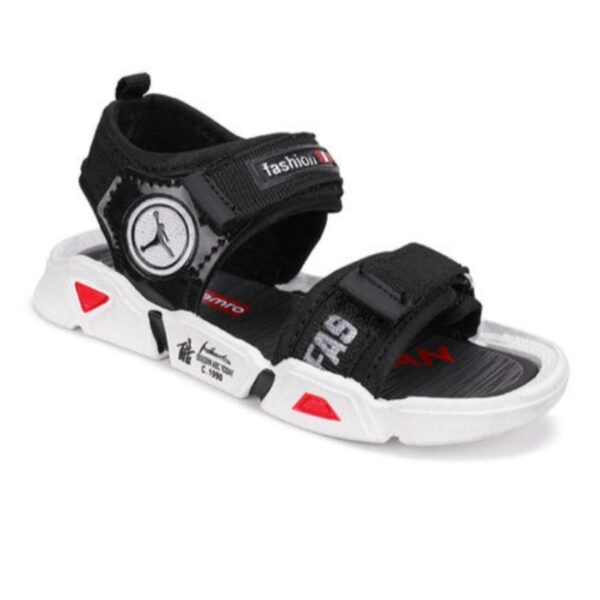 Kids' Stylish Black Velcro Sandals with Dual Straps and Sporty Design