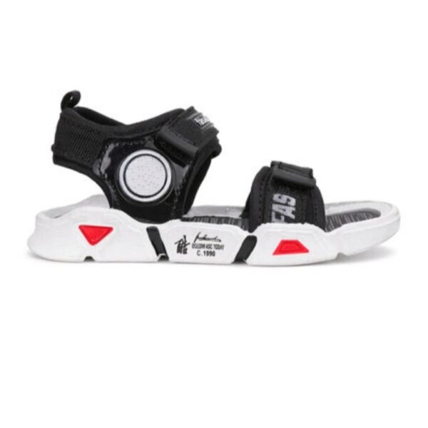 Kids' Stylish Black Velcro Sandals with Dual Straps and Sporty Design