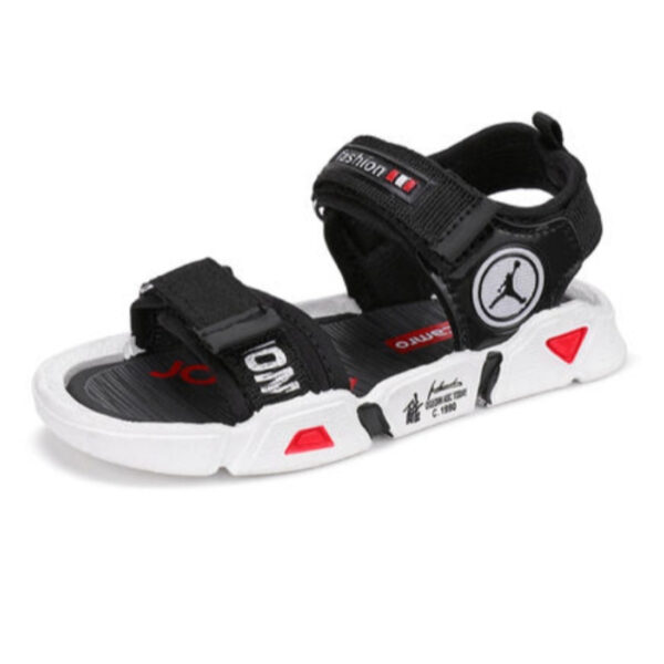 Kids' Stylish Black Velcro Sandals with Dual Straps and Sporty Design