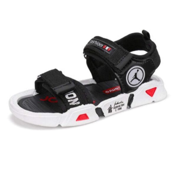 Kids' Stylish Black Velcro Sandals with Dual Straps and Sporty Design