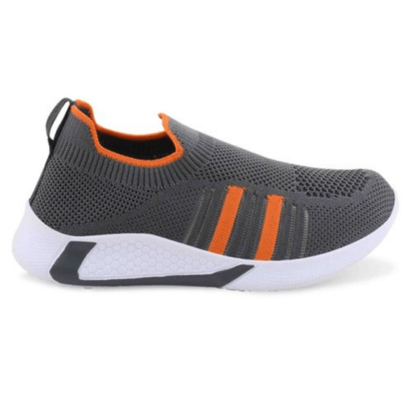 Kids Comfortable Gray and Orange Slip-On Sneakers