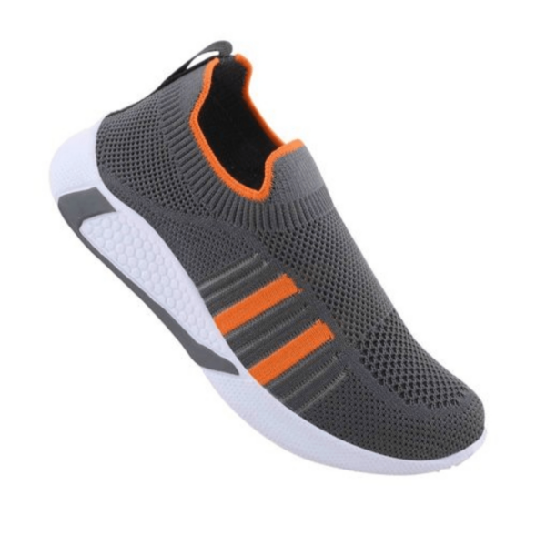 Kids Comfortable Gray and Orange Slip-On Sneakers