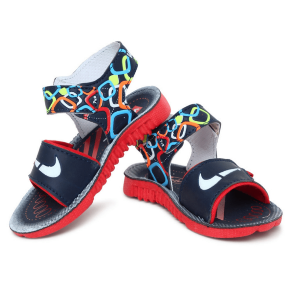 Kids Red & Blue Sandals with Comfortable Velcro Strap, Durable Design for Daily Wear