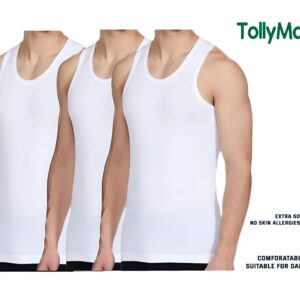 Men's Sleeveless Vests - Super Combed Cotton, Extended Length (Pack of 3)