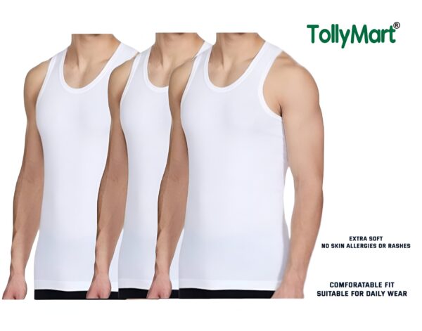 Men's Sleeveless Vests - Super Combed Cotton, Extended Length (Pack of 3)