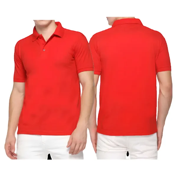 Men's Red Polo T-Shirt - Pure Cotton, Half Sleeves