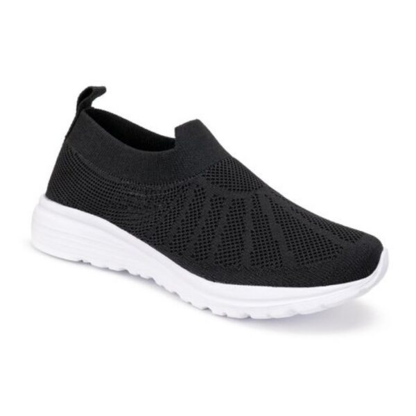 Kids Lightweight Black Shoes with Stylish Line Design