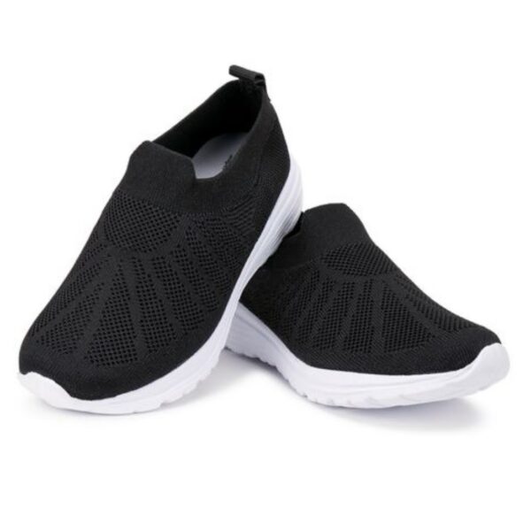 Kids Lightweight Black Shoes with Stylish Line Design