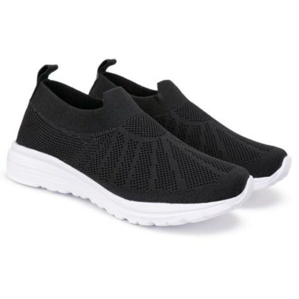 Kids Lightweight Black Shoes with Stylish Line Design