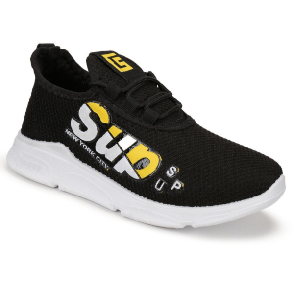 Kids' Black Printed Sports Shoes
