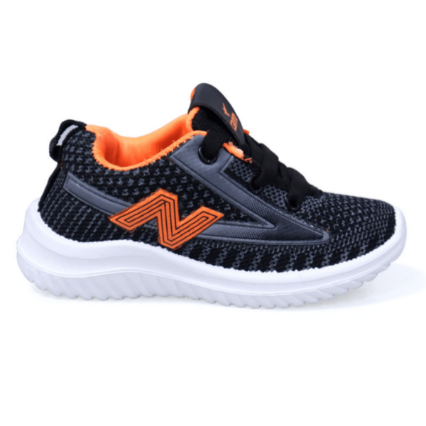 Kids' Black and Orange Lace-Up Sneakers - Stylish and Durable Footwear for Active Kids
