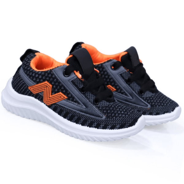 Kids' Black and Orange Lace-Up Sneakers - Stylish and Durable Footwear for Active Kids