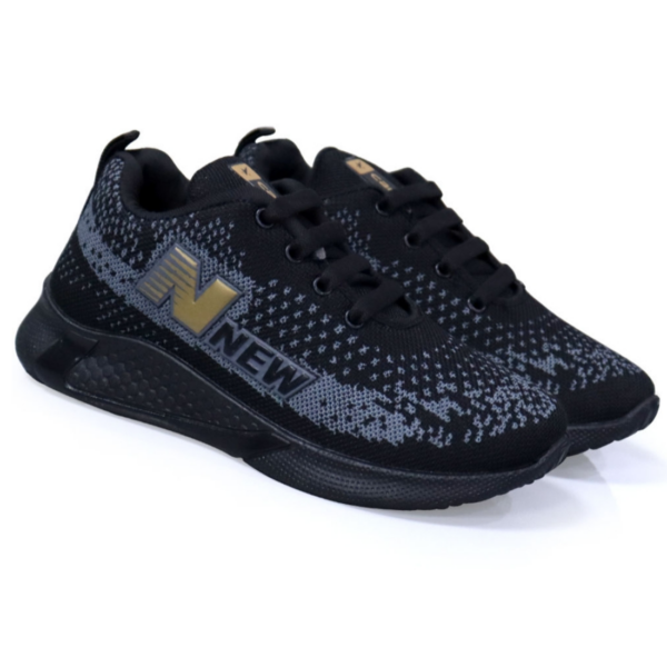 Kids' Stylish Black-Golden Sneakers