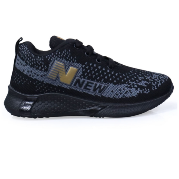 Kids' Stylish Black-Golden Sneakers