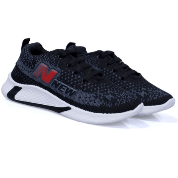 Stylish Kids Black and Red Lace-Up Sneakers for Boys and Girls