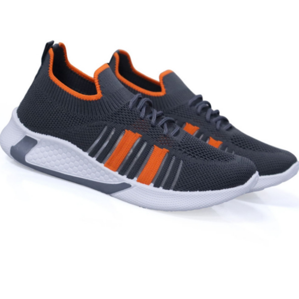 Grey and Orange Kids Slip-On Shoes for Active Adventures