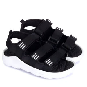 Kids' Stylish and Durable Black Velcro Sandals with Triple Straps for Boys