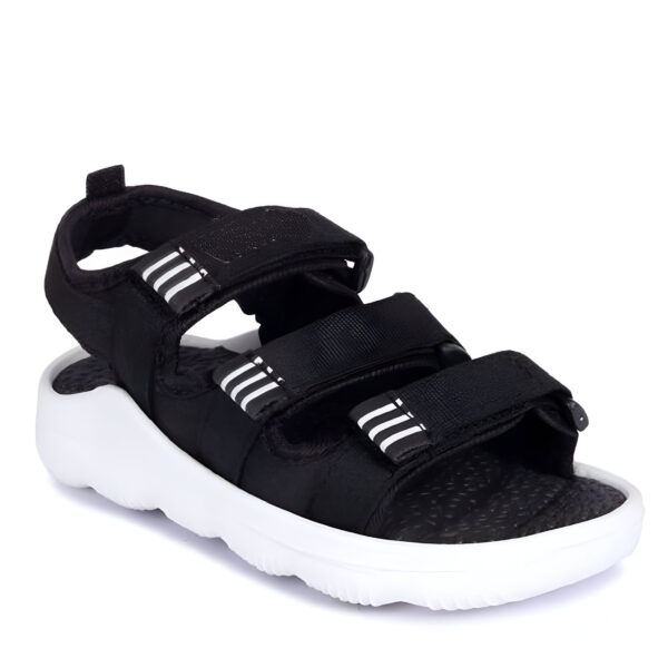 Kids' Stylish and Durable Black Velcro Sandals with Triple Straps for Boys