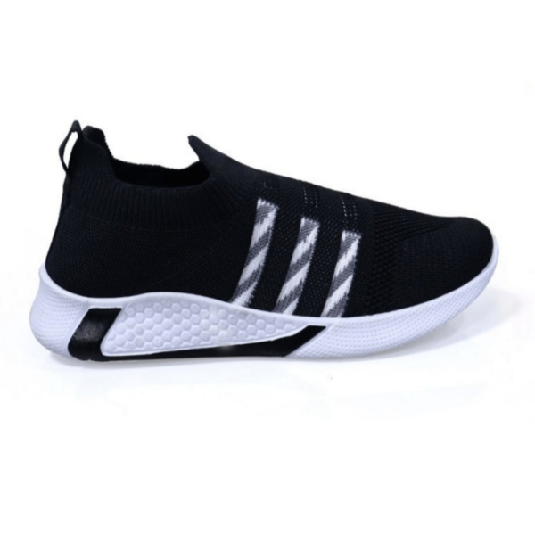 Kids' Black and White Slip-On Sports Shoes