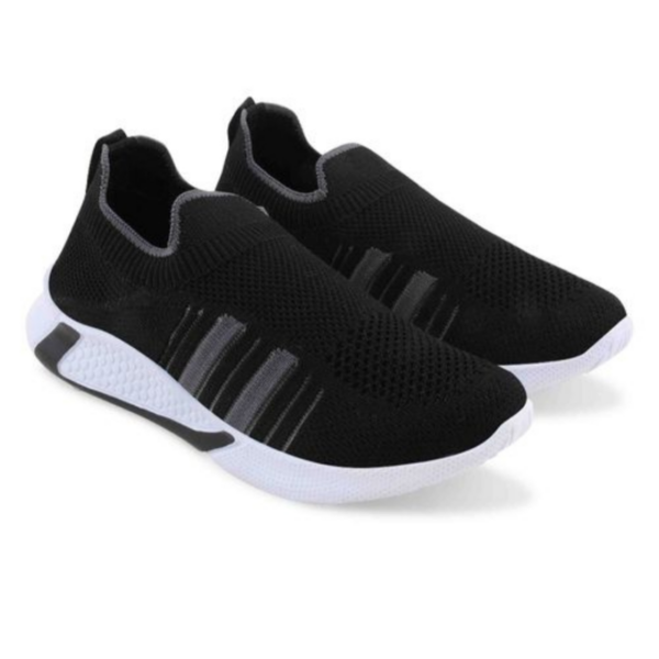 Kids' Black and Grey Slip-On Stylish Sports Shoes