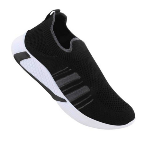 Kids' Black and Grey Slip-On Stylish Sports Shoes