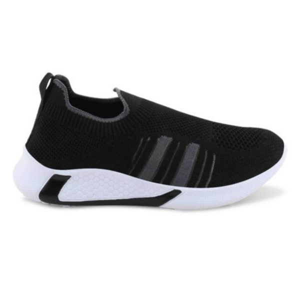 Kids' Black and Grey Slip-On Stylish Sports Shoes