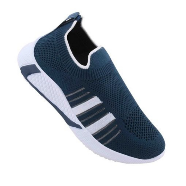 Kids' Lightweight Navy Blue Slip-On Sports Shoes with Breathable Knitted Mesh and Comfortable Sole for Daily Wear