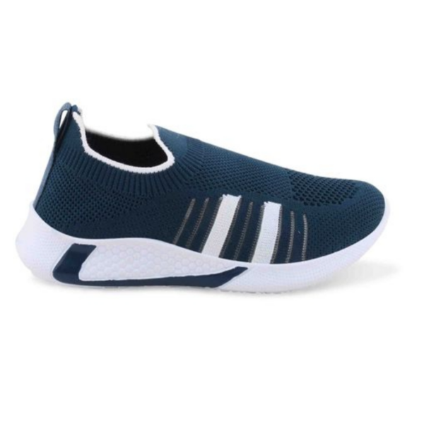 Kids' Lightweight Navy Blue Slip-On Sports Shoes with Breathable Knitted Mesh and Comfortable Sole for Daily Wear