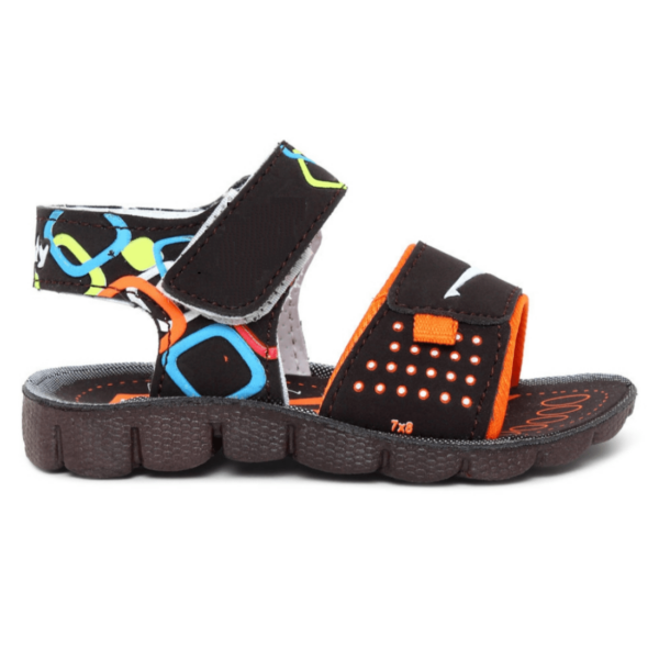 Kids' Brown and Orange Stylish Velcro Sandals