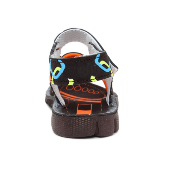 Kids' Brown and Orange Stylish Velcro Sandals