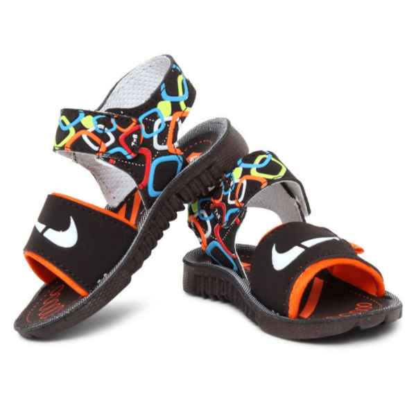 Kids' Brown and Orange Stylish Velcro Sandals