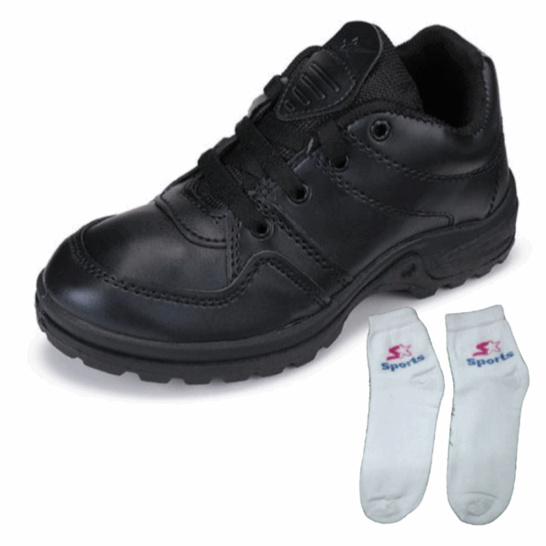 Kids Black Lace-Up School Shoes - Comfortable Leather-Look Formal Shoes for Boys